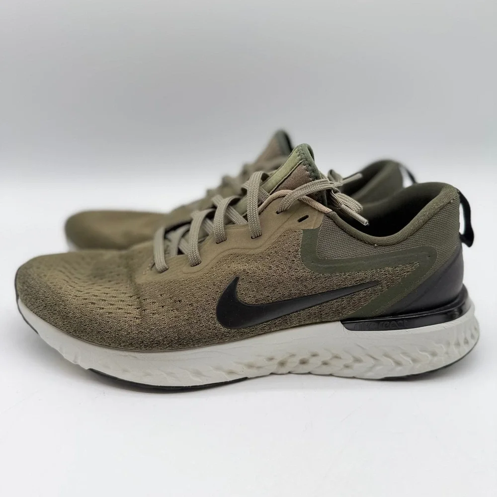 Nike Mens 10.5 Odyssey React2 Flyknit Olive Flak Black Running Shoes AO9819-200